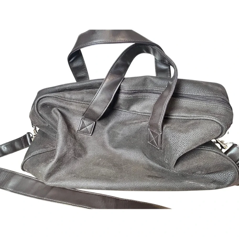 Lagerfeld Brown Pebbled Faux‎ Leather Duffel Bag Weekender Travel